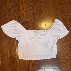 American Eagle Outfitters White Flutter Sleeve Crop Blouse